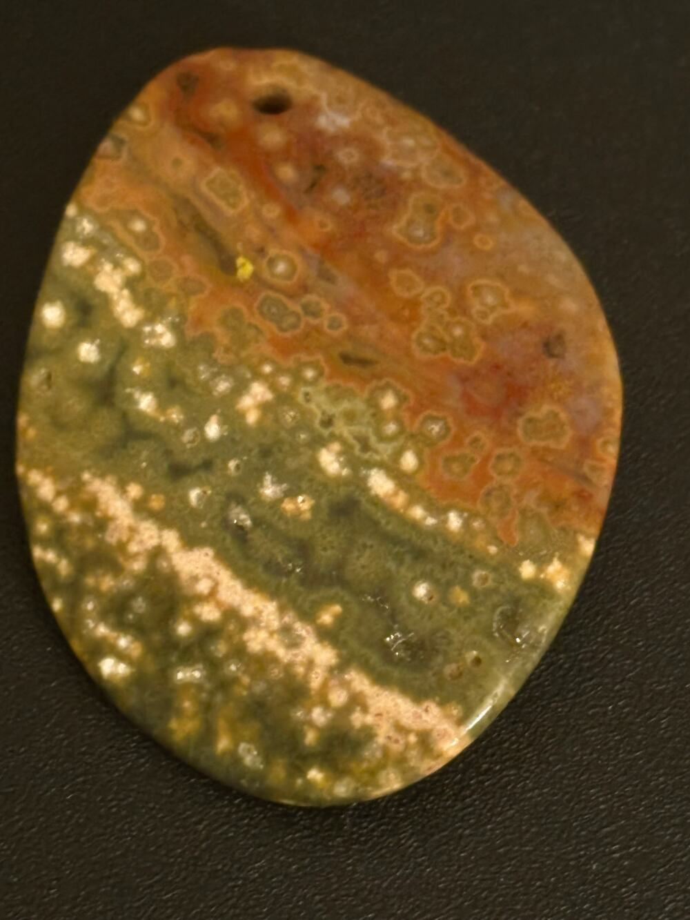 Genuine Ocean Jasper Teardrop Cabochon Pendant Bead Drilled Natural Gemstone